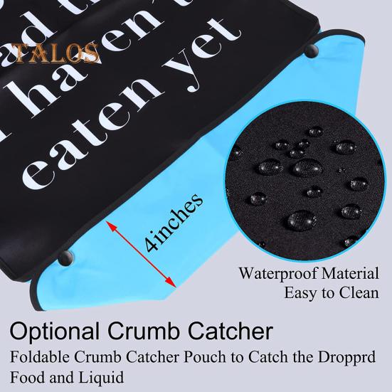 Waterproof Adult Bibs for Men with Crumb Catcher Funny Text Black Washable Lightweight Mealtime Clothing Protector