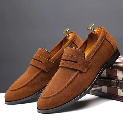 Fashion Men's Casual Shoes Suede Genuine Leather Mens Slip-on Light Comfortable Driving Loafers Men Party Wedding Flat