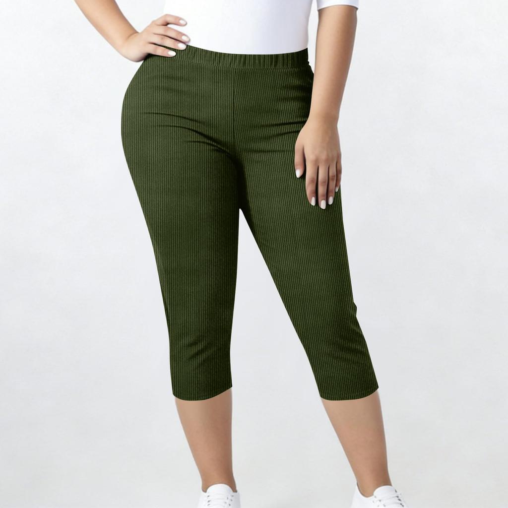 Damen Übergröße Lässige Yoga Capri-Leggings mit elastischem Bund Bequeme Dehnbare Sportliche Hosen für den Alltag