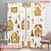 2pcs,2D Plane Printing Curtains&Window Treatment Gingerbread Christmas Houses Trees Durable 100% Polyester Fabric (without Rod)