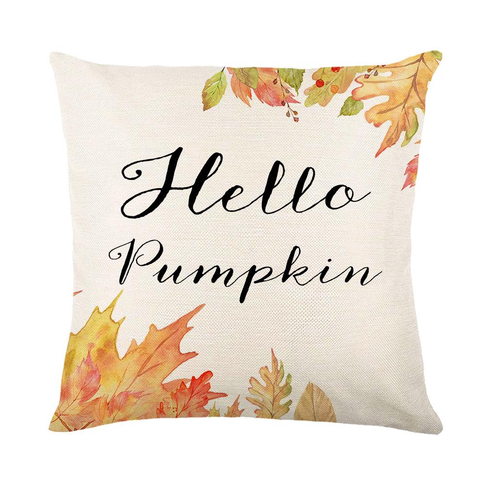 Pumpkin Maple Leaf Thanksgiving Print Cushion Cover Home Decor Living Room Sofa Cushion Cover Cushion Pillow