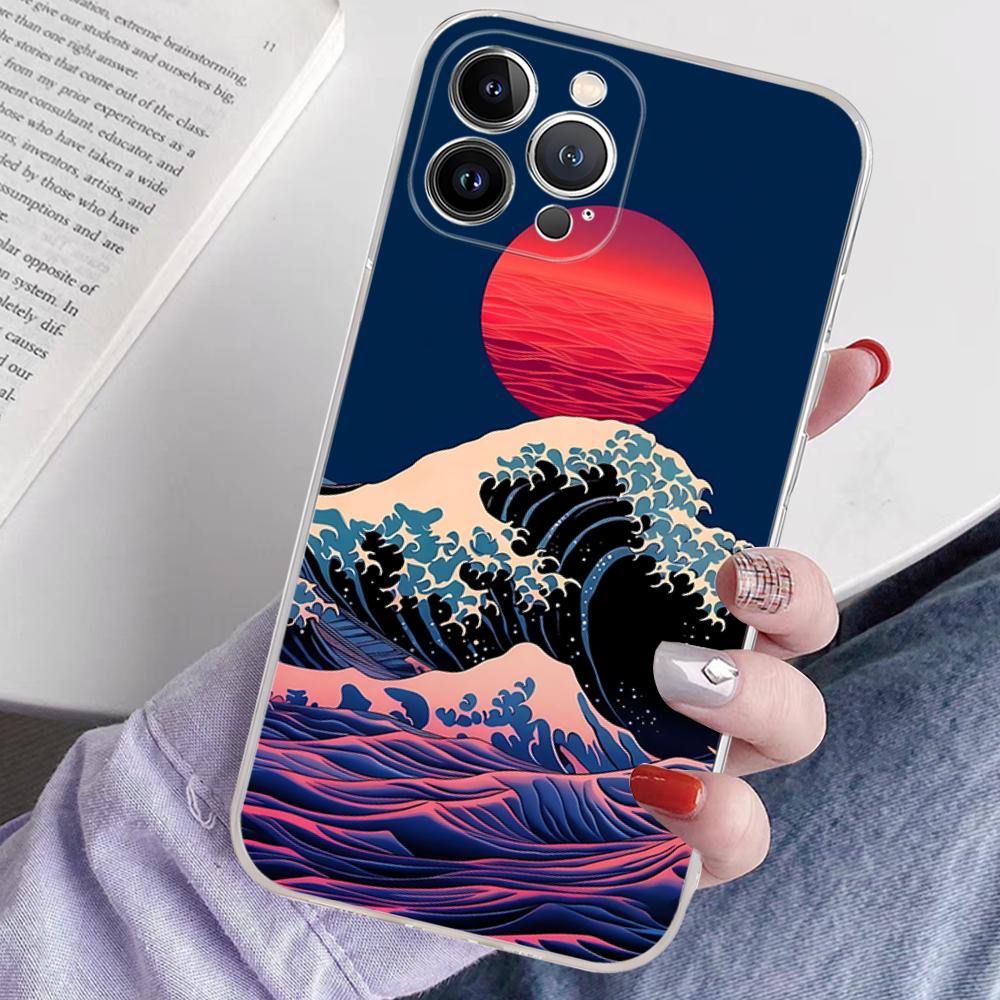 Kanagawa Great Wave Anime Phone Case For IPhone 16 15 14 13 12 Mini 11 Pro XS Max X XR SE 6 7 8 Plus Soft Silicone Cover