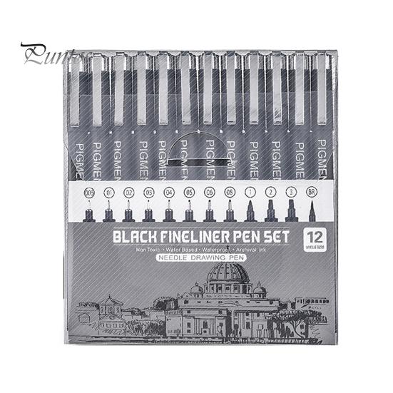 

Набор из 12 ручек для рисования, водостойкие чернила, 12 уникальных наконечников, контурные ручки, гладкий корпус, тонкие наконечники, ручки для рисования 12pcs