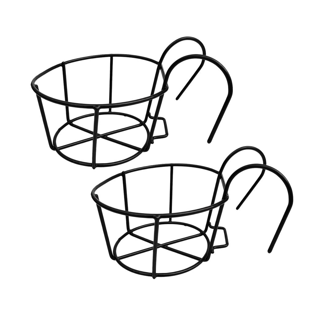 2 Plants Flowerpot Hanging Basket Holder Iron Vase Bracket
