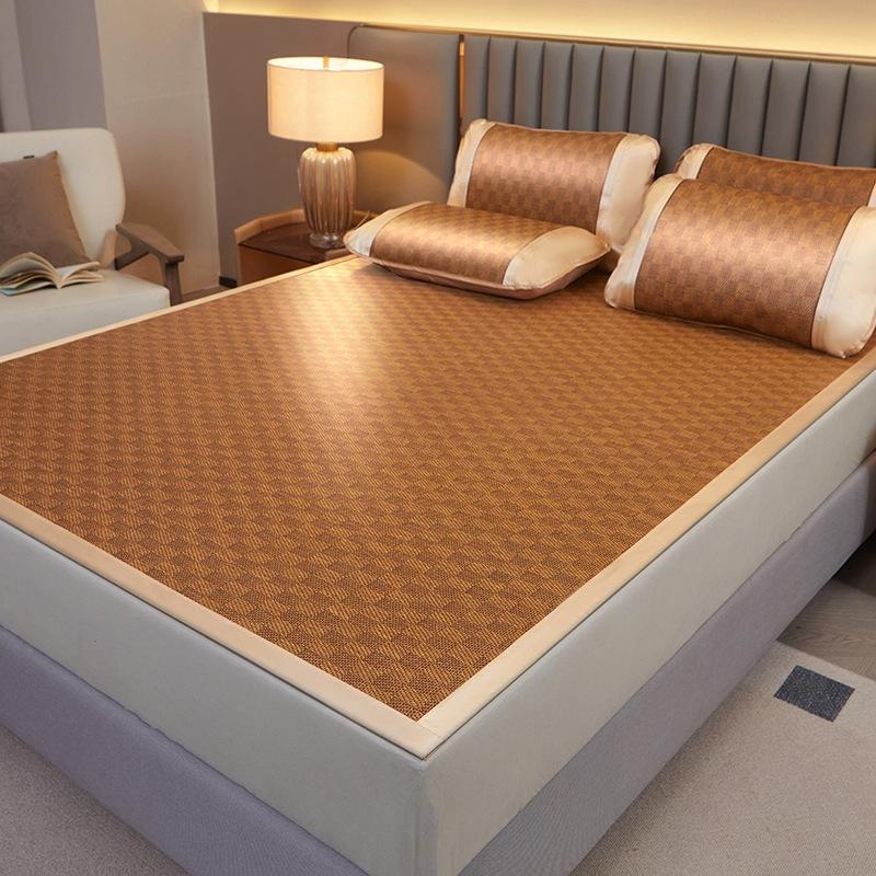 Letnia Mata Mata Rattanowa Trzyczęściowa Łóżko na Przerwę Obiadową Składana Mata do Pokoju Studenta Pogrubiona Mata Mata z Jedwabiu Lodowego Miękka Mata