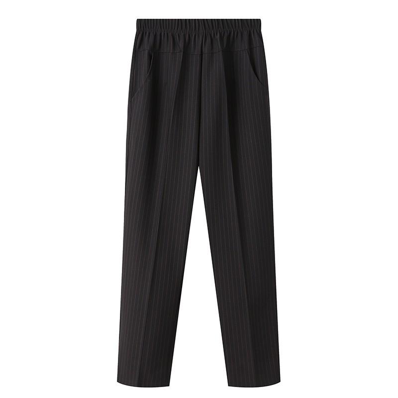 Plus Velvet Thickened Elastic High-Waist Pants for Middle-Aged and Elderly Women - Loose Fit Grandma Straight-Leg Pants