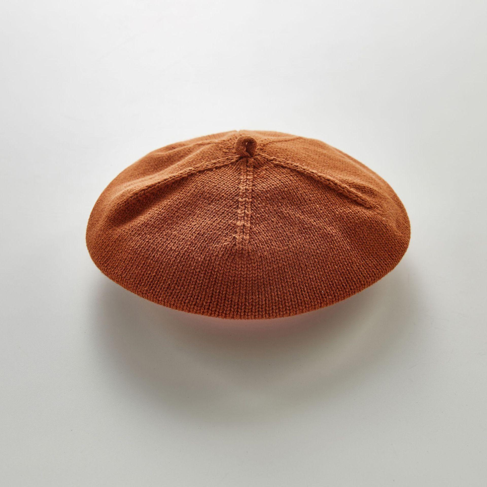 

Вязаная шапка для младенцев, детский иностранный берет, дышащая однотонная шапка художника one size fits all