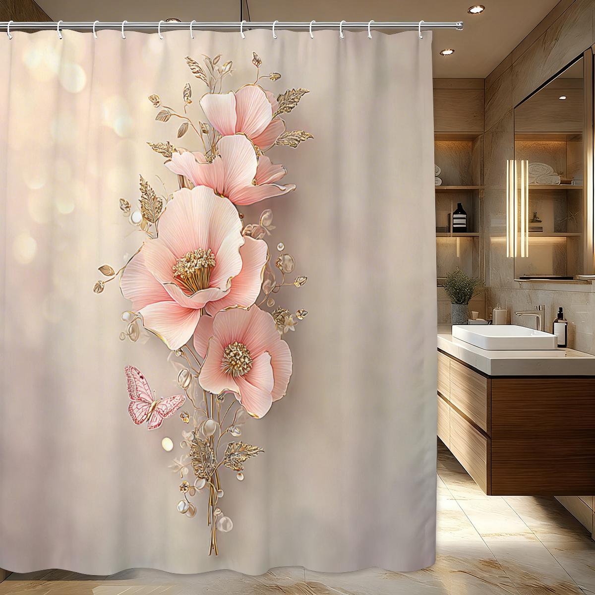 Printed Polyester Shower Curtain - Stylish Bathroom Decorative Curtain, Chic Bathtub Partition Polyester For Home (as the picture,W90xH180cm)