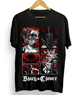 Camiseta de Anime Manga Asta Yuno Black Clover Camiseta Negra de Anime Manga Talla Única Unisex