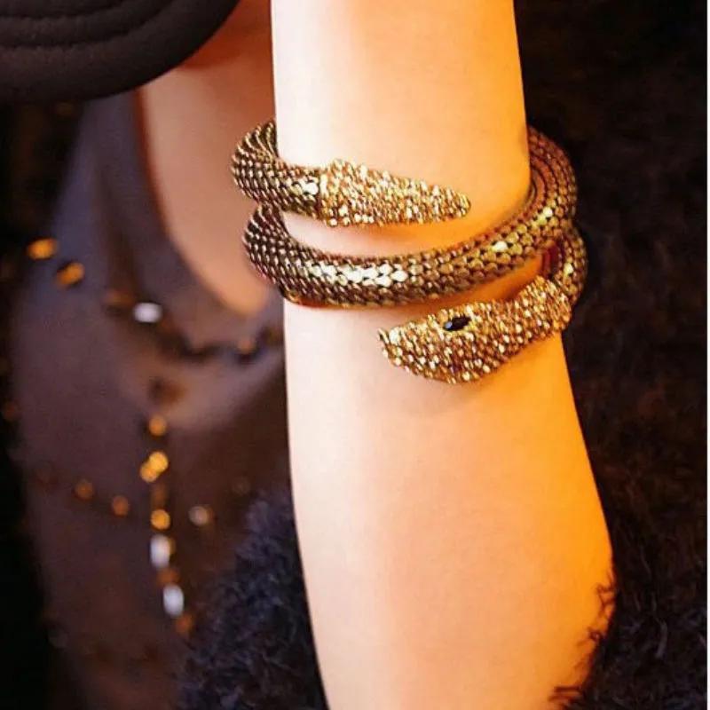 Punk Style Snake-shaped Winding Thick Bracelet Set with Retro Bracelet Jewelry