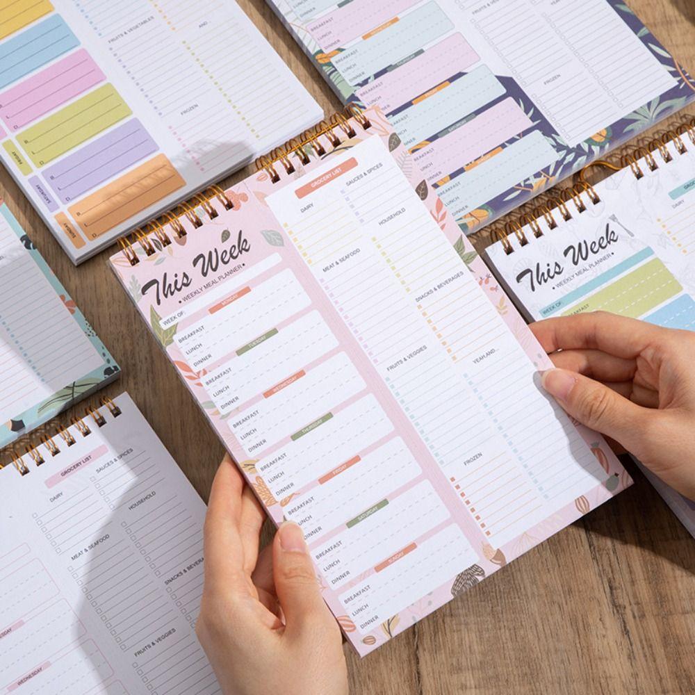 Spiralgebundener Mahlzeitenplaner-Block 52 Blatt Wöchentlicher Mahlzeitenplaner Einkaufsliste Küchengebrauch