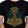 Thor Hammer Mjolnir Viking Norse Mythology Runes Pagan Graphic T-Shirt.