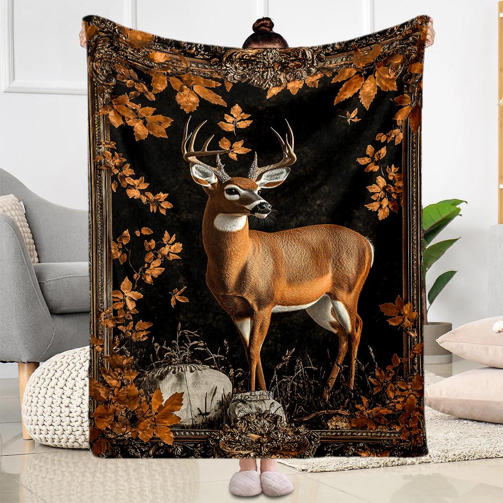 Deer Blanket Ultra-Soft Perfect for Livingroom Couch Bedding for All Seasons Warmthful Decor Gift for Travel Home Birthdays