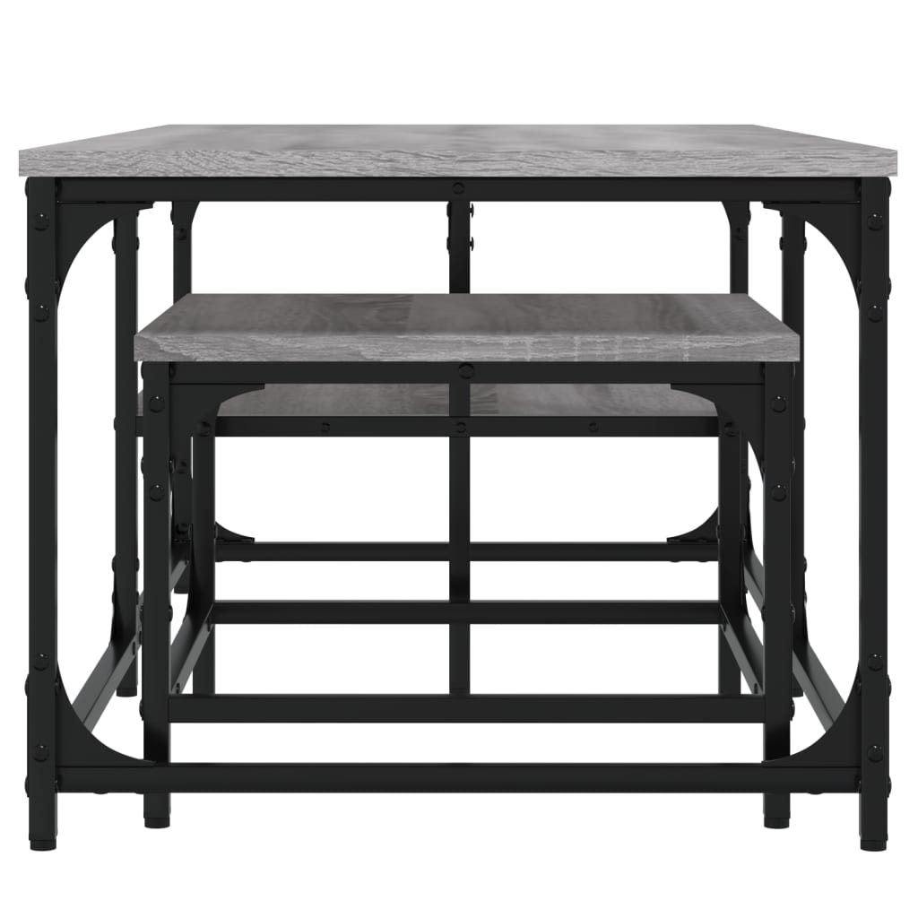  Slotted Tables, 2 Pcs, Grey Sonoma Oak