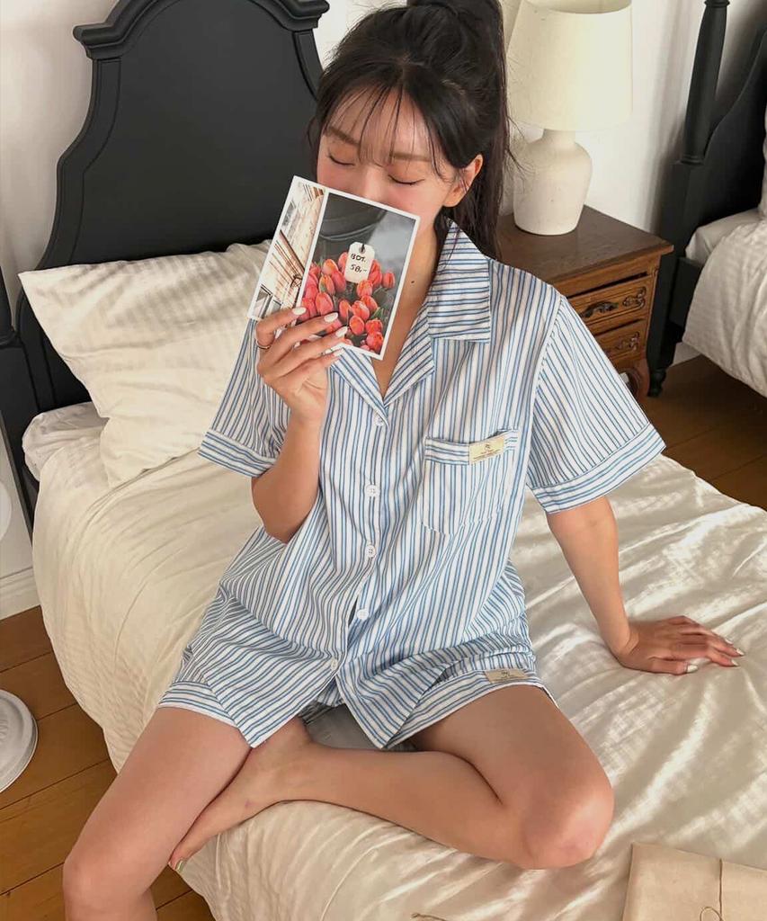 Pingkeujon [Set] 26Ss Unisex Short-Sleeve Pajama Set (Top & Bottom) Collection Of 27 Types At A Uniform Price