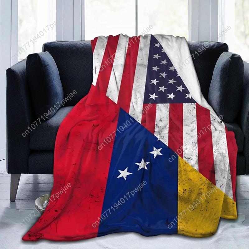 Vintage Venezuelan  American Flag Flannel Throw Blanket Lightweight Bedding Blankets for Couch Bed Travel Gifts Custom blankets