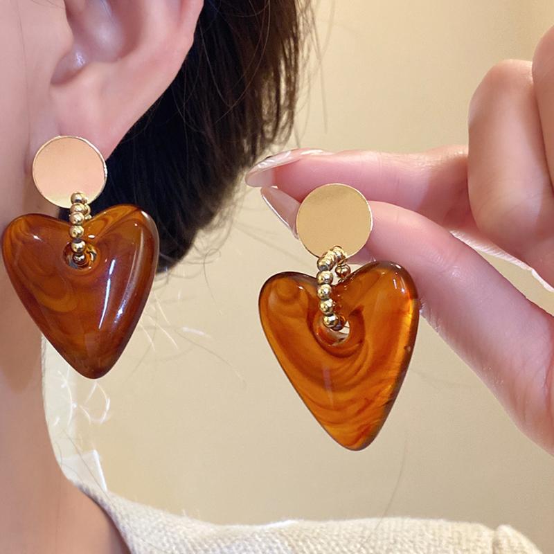 Bohemian Heart Shaped Beaded Earrings and Pendant Clavicle Chain Fashion Jewelry for Women Holiday Gift Idea