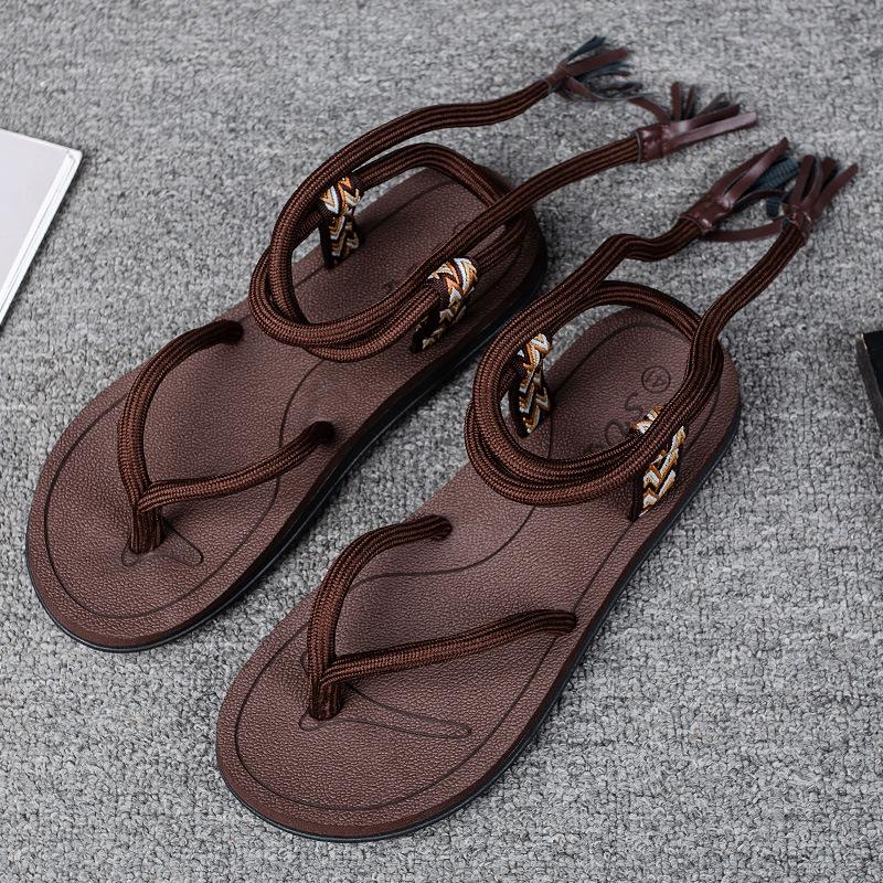 Beach Sandals Men's Simple Fashion Foreign Trade Couple Shoes Large Size Bag Head Slippers Fashion Two-color Cool Slippers