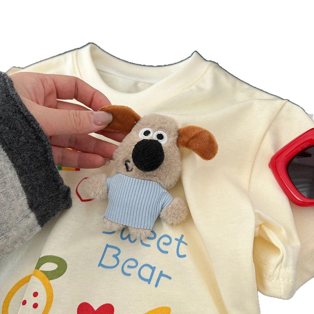 3D Plush Cotton Kids Short Sleeve T-shirt - Cute Doll Design Parent-Child Summer Top
