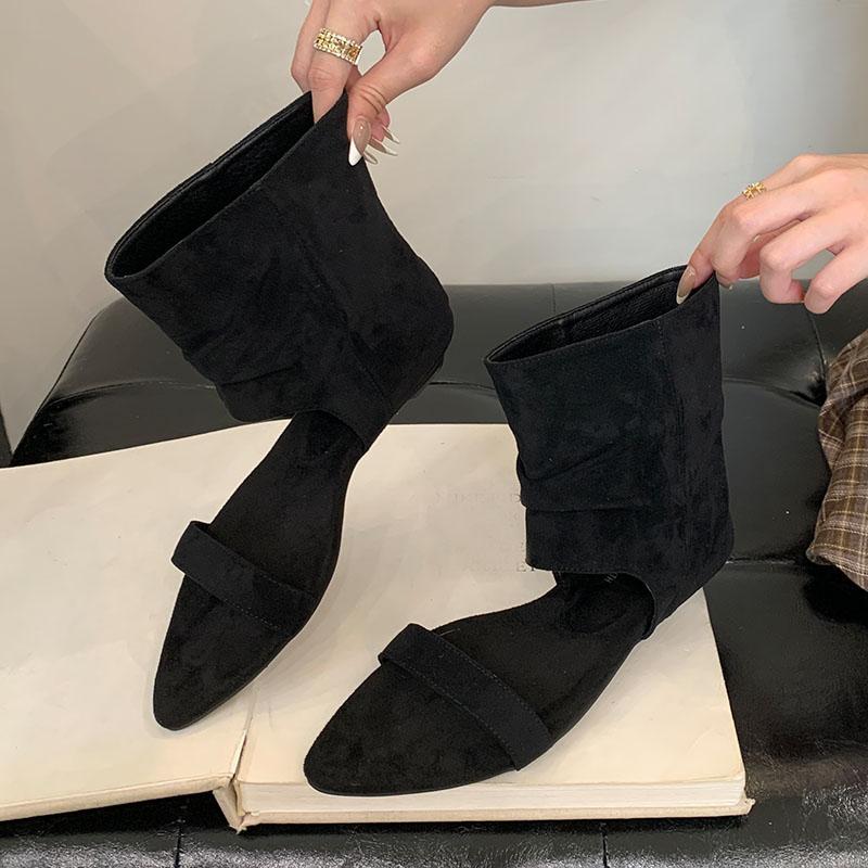 Fashion Fashion Open Toe Footwear Ladies Low Heel Sandals Boots Female Spring Summer Slip On Women Heeled Sandals Ankle Booties Shoes