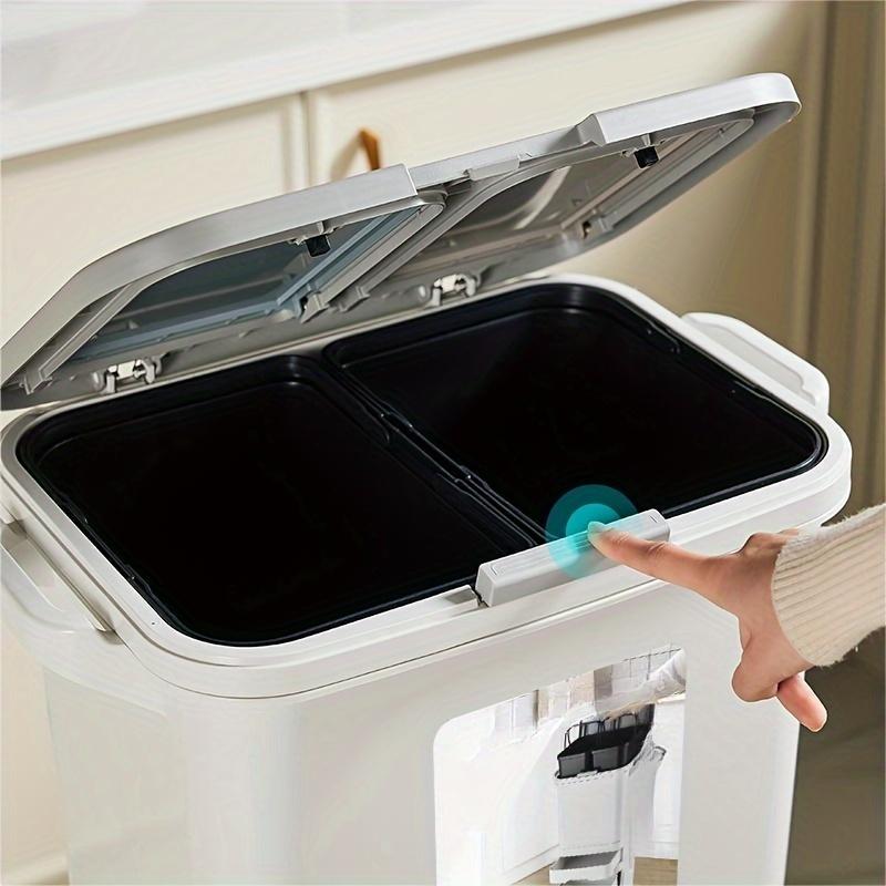 Garbage Classification 34/37L Plastic Trash Bin Home Kitchen Garbage Classification Can with Wheels Garbage Storage