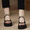 Fashion 2024 New Women's Slippers Open Toe Thick Heel Women's Dress Metal Decorated High Heel Fashion High Heels Women Slippers