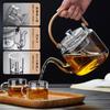 Pokaro Tea Teapot, Heat-Resistant Glass, Stylish Teapot, Teapot, Clear Glass, Stovetop-Safe, Large Capacity (1000ml), with Glass Tea Strainer, Bamboo