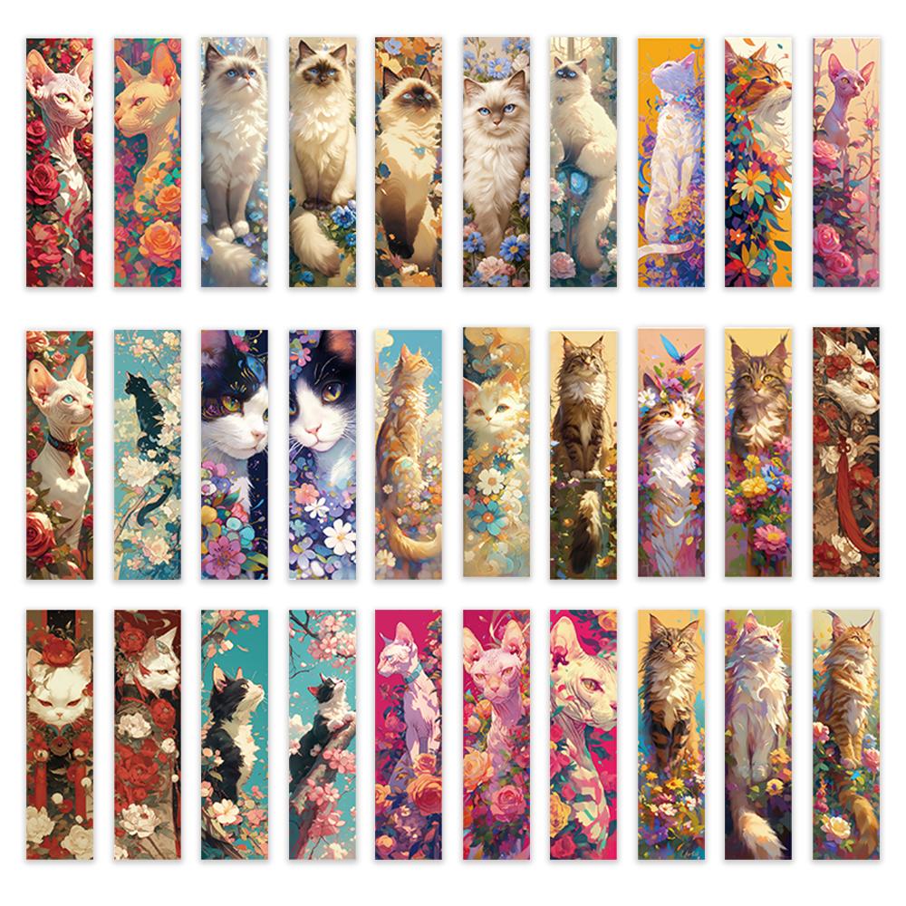 32pcs, retro floral cat bookmarks, perfect for teachers, readers and book lovers, a perfect birthday gift