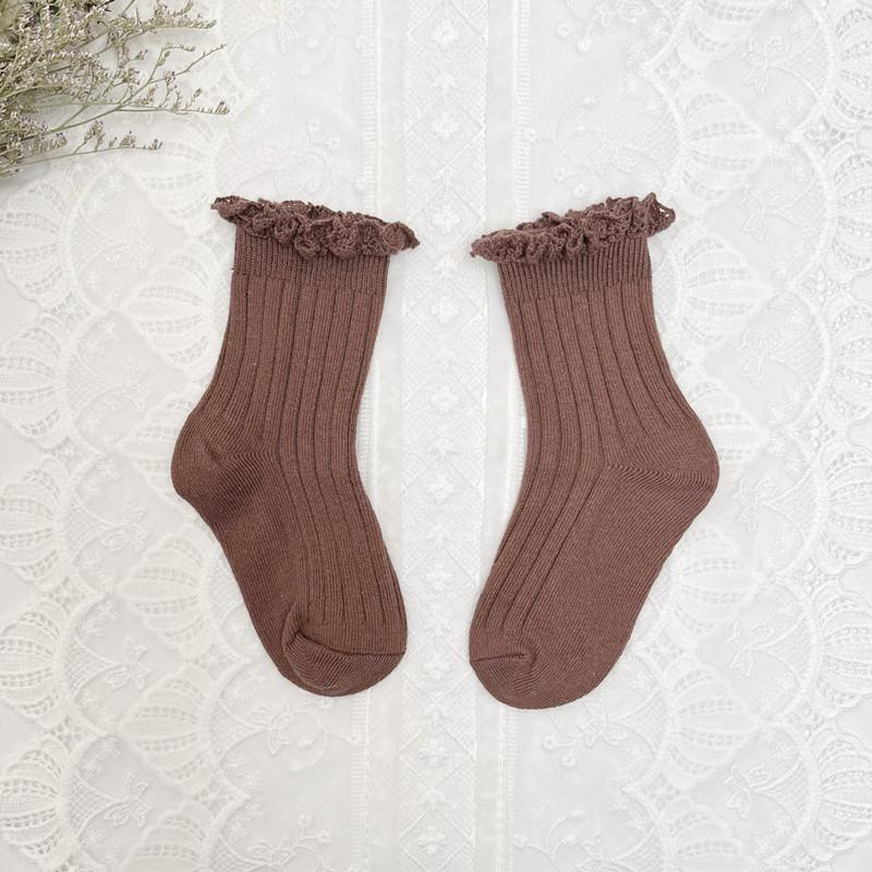 Ruffle Kids Knee High Socks Baby Girls Toddlers Long Soft Cotton Sock Lace Flower Children School Uniform Socks For 0-8Years