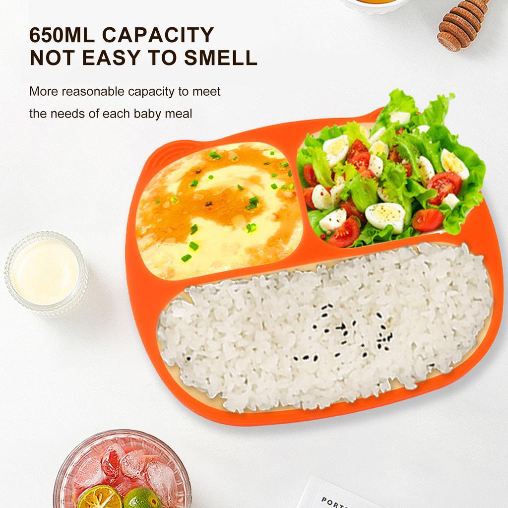 Unbreakable Divided Kids Baby Plates Practical Silicone Designed Tablewares For Easy Self Feeding And Independence