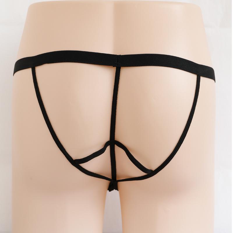 Wideband U-Pouch Men's Mesh Thong with Cross Hollow Design