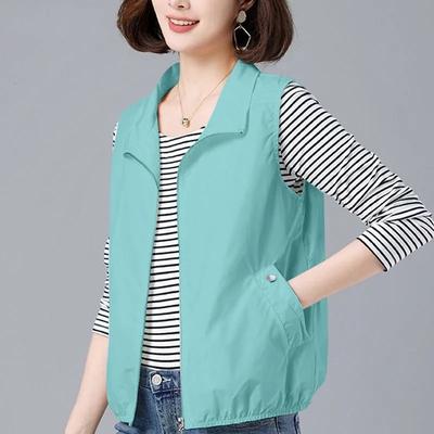 Spring Summer Vest Women Lightweight Basic Coats Turndown Collar Sleeveless Jackets Solid Liner Short Waistcoat Chaleco Mujer