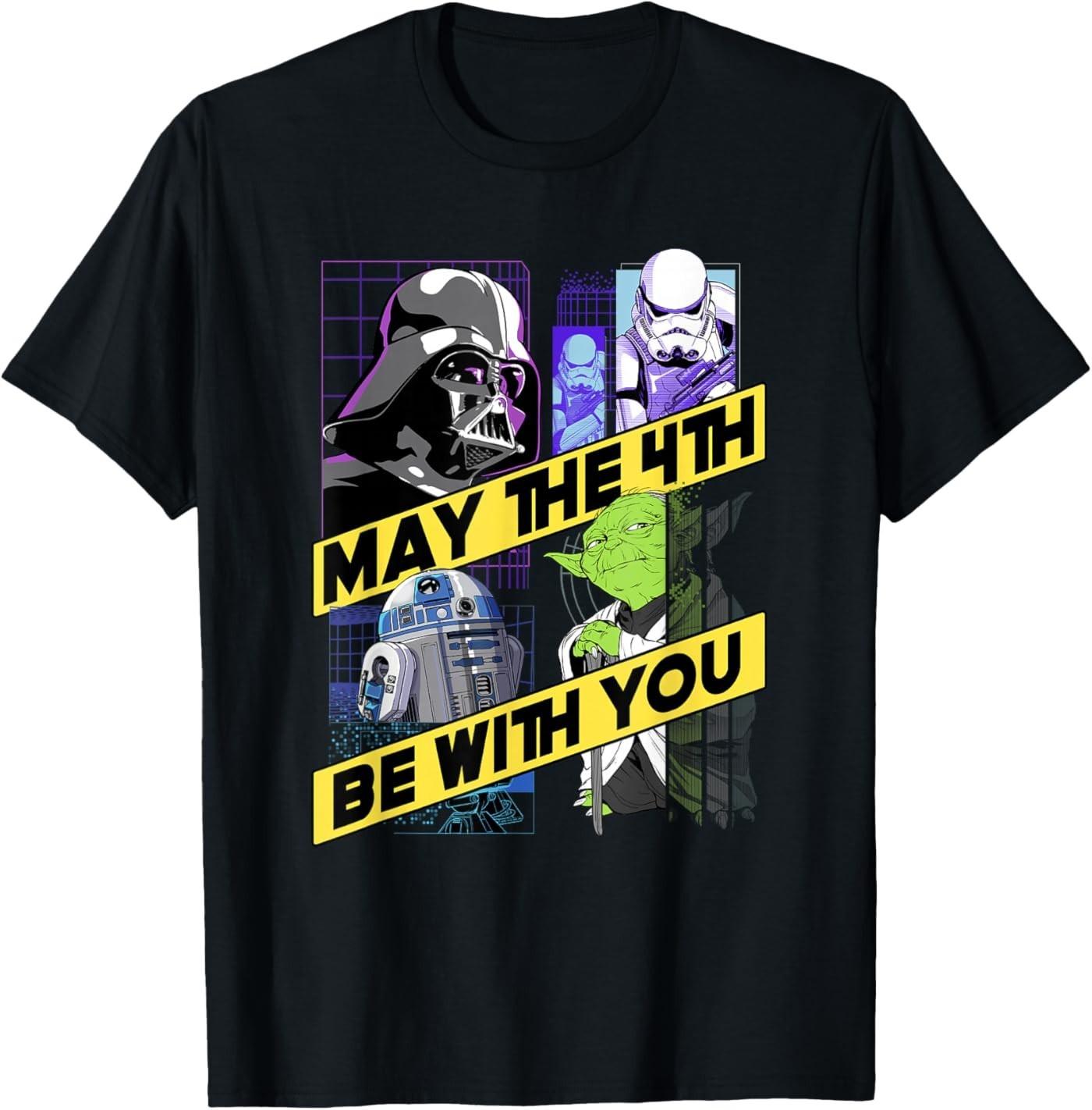 Star Wars Classic May The Fourth Be With You Grid Unisex T-Shirt S разноцветный