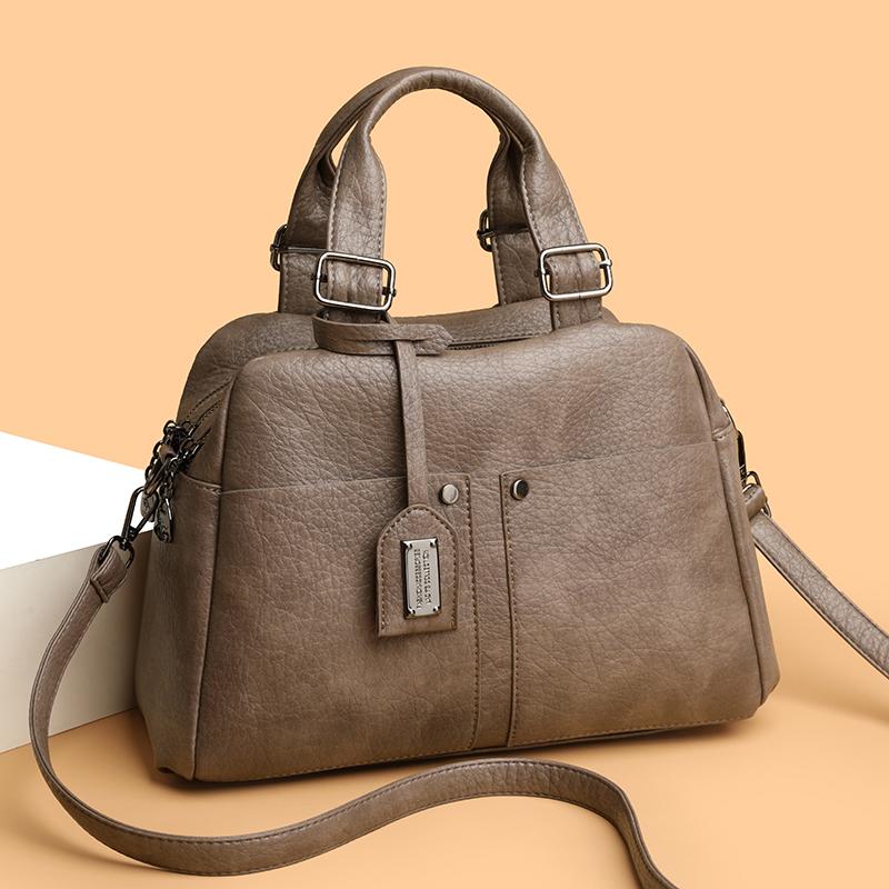Bolsa Tote Grande Capacidade PU Feminina Multicompartimentos para o Dia a Dia Ombro Transversal