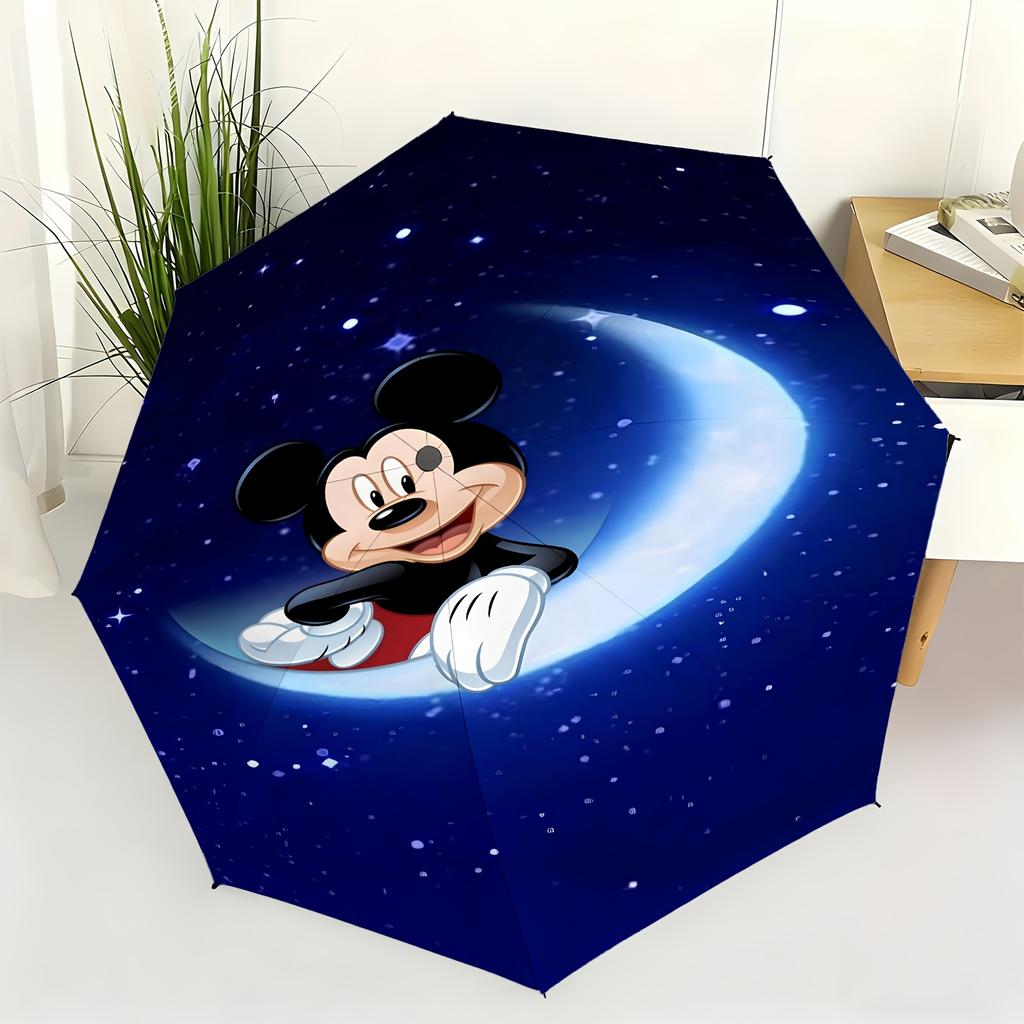 1pc Disney Authorized Mickey Moon Starry Sky Automatic Umbrella | All-Weather, Portable Folding Umbrella, Ideal for Christmas