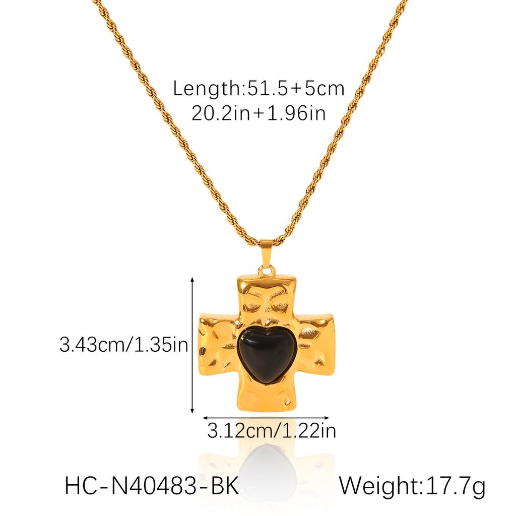 Gold Tone Titanium Steel Cross Pendant Necklace with Diamond Accents Non Tarnish Elegant Collarbone Chain