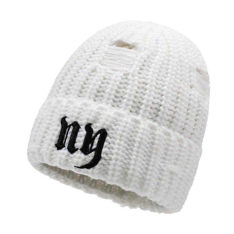 

Зимняя теплая лыжная шапка для улицы, для велоспорта, непродуваемая, из рваной шерсти, мужская, женская, пуловер, вязаная шапка белый