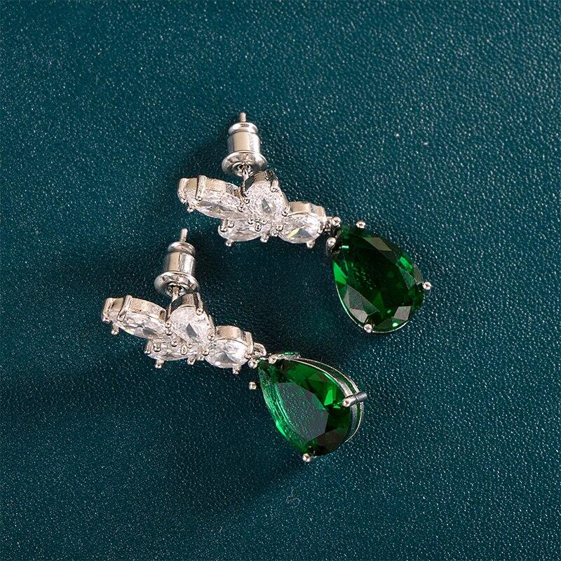 BELLA BOX Nydelige brudeøredobber til bryllup Kubisk zirkonia Grasiøse dame dingleøredobber Festgave Motesmykker Gaver