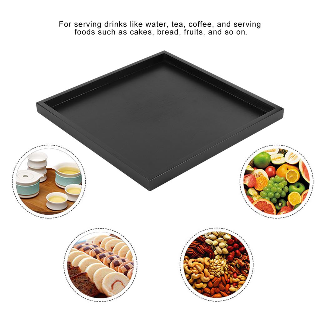 Square Wood Tea Coffee Snack Food Serving Tray for Home Kitchen Restaurant