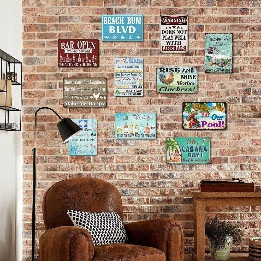 8x12 Inch Vintage Rustic Bee Metal Sign Farmhouse Wall Art Home Decor