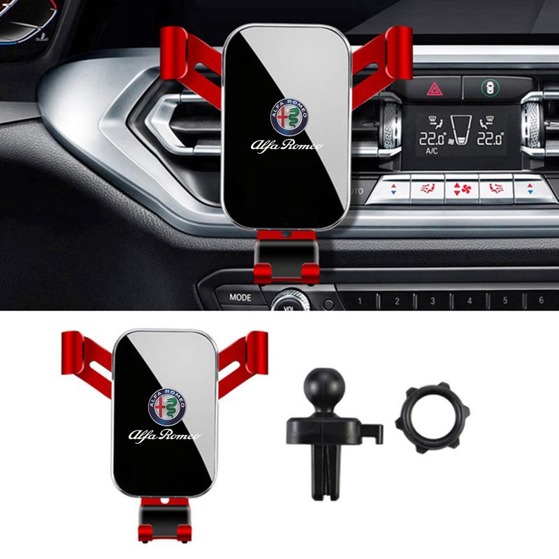 Hub Caps Car Phone Gravity Holder Car Air Vent Clip Mount Car Stickers For Alfa Romeo Giulia Giulietta Tonale MITO Stelvio Brera CVO1