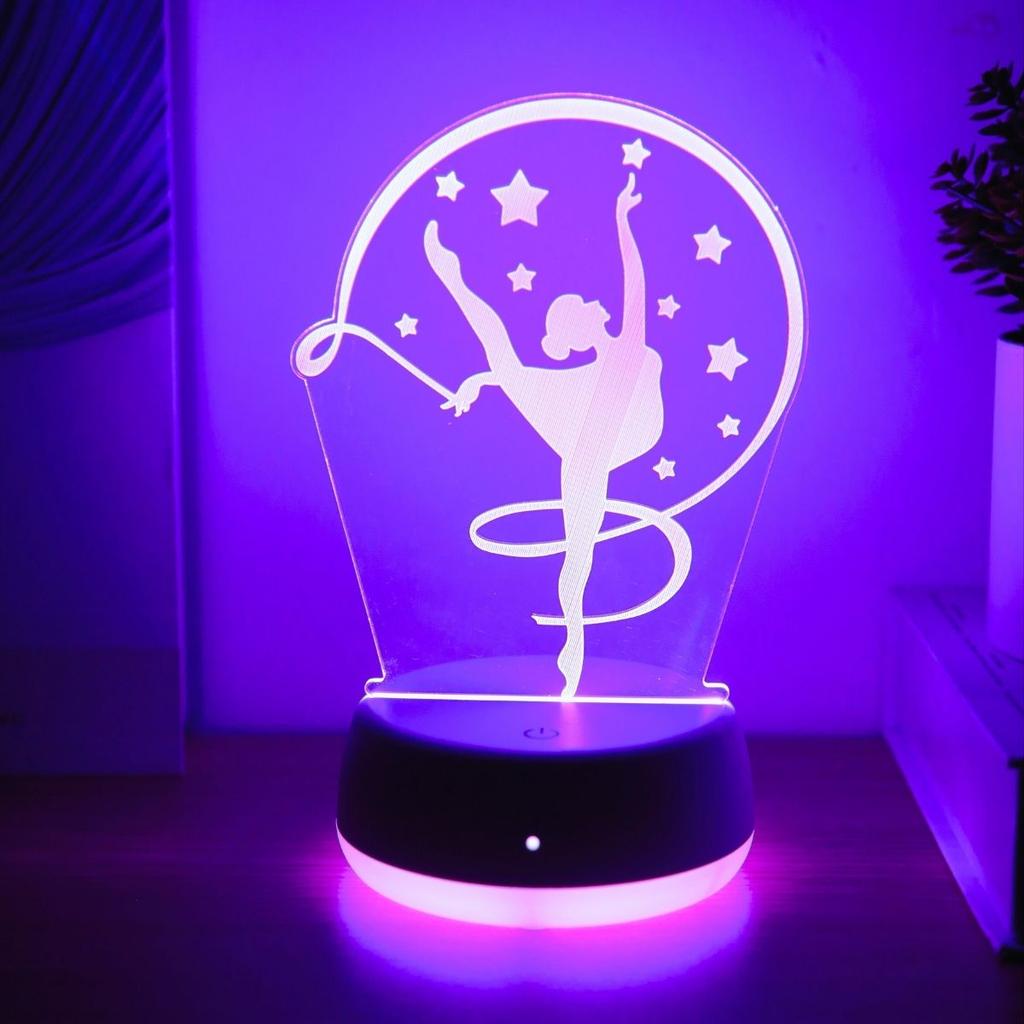3D Gymnastics Pattern LED Desk Lamp - USB Touch Color Gradient, Perfect Gift for Gymnastics Athletes and Dancers Bedroom Light