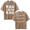 Vintage Washed Radiohead Semaphore Rock Band T-shirt Men  Clothing Fashion Hip Hop Gothic T Shirts Cotton Casual T-shirts