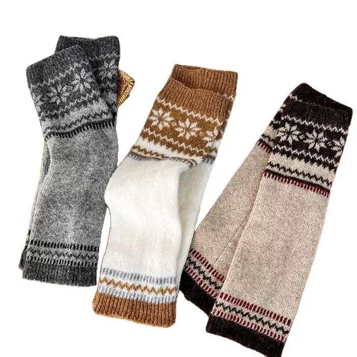Snow Boots, Vintage Socks, Gray Stacked Socks, Slimming Knitted Socks, Nordic Calf Socks, Leg Covers