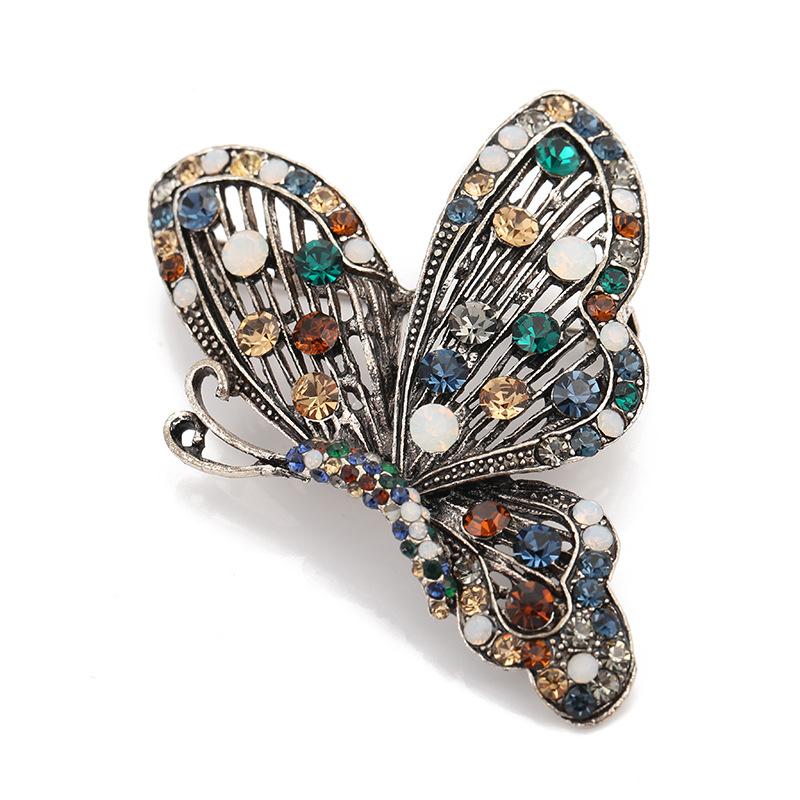 Damen Vintage Schmetterling Mode Broschen Anstecknadeln Kristall Emaille Insekt Schmuck Für Damenbekleidung Hochzeitsparty Brosche Anstecknadel Abzeichen gray