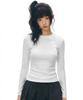 Damiswi Diagonal Snap Button Long Sleeve_White