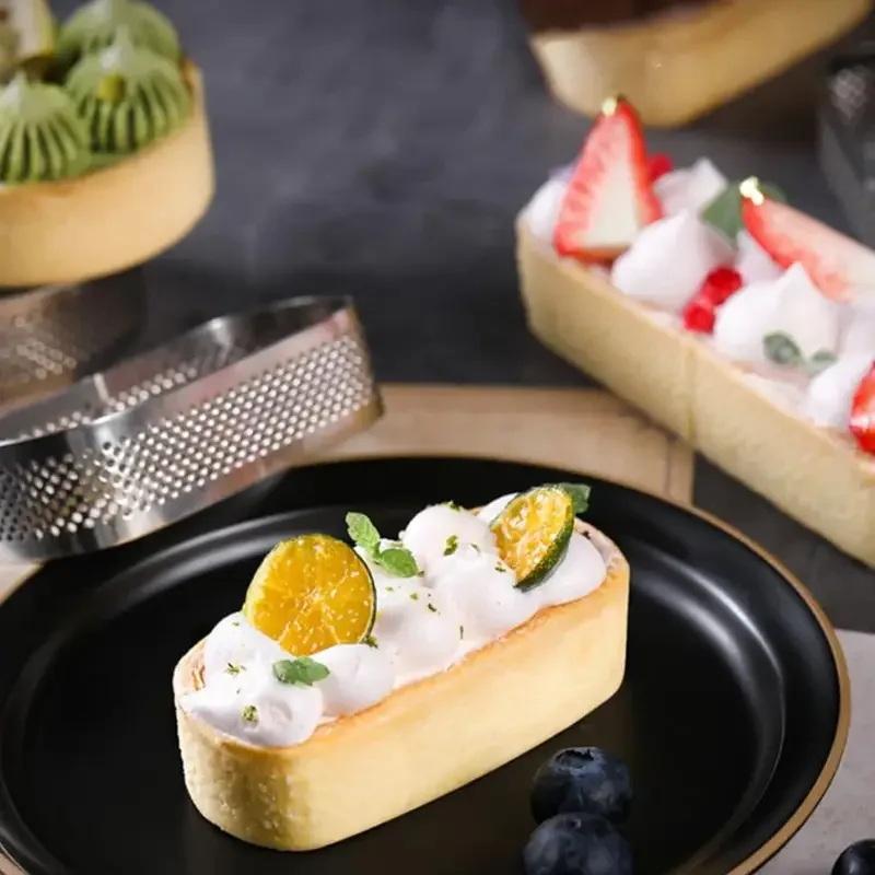 6Pcs Oval Perforated Tart Rings -Stainless Steel Tart Ring Molds For Professional Pastry Cake Molds Tart Rings Baking Molds
