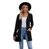 Autumn New Women's Clothing Women's Brushed Pit Stripe Solid Color Long Sleeved Women's Cardigan Jacket