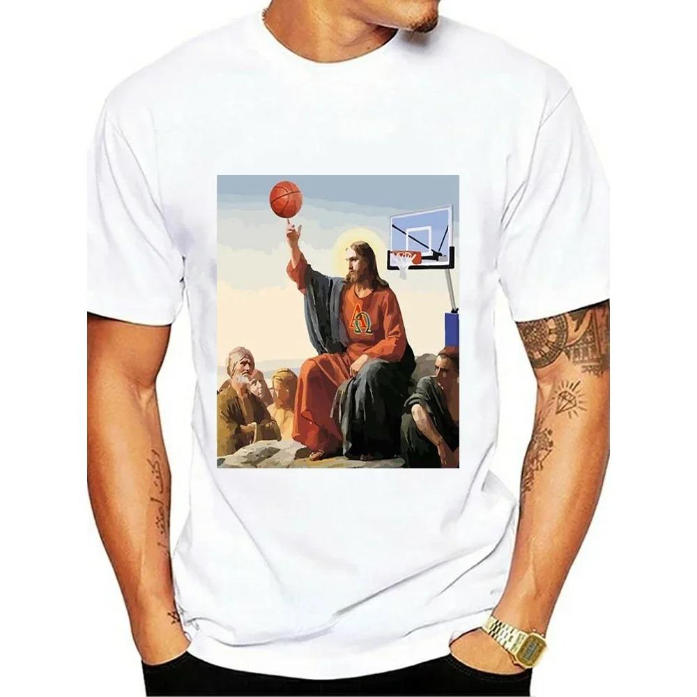 Hochwertiges Kurzarm-Oberteil Nicht Heute Satan Jesus vs. Satan im O-Ausschnitt T-Shirt Mann/Frau Kurzarm-Tees Shirt 2024 Neu