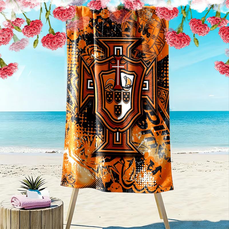 Portuguese Heritage Pride Beach Towel Portable for Travel Beach Towel for Vacation Photos Absorbent Bath Towel Seaside Quick-drying Swim Towel